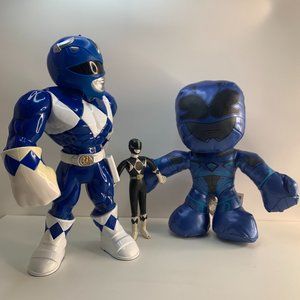 Blue Power Ranger Billy 10'+ MMPR Movie plushie and MMPR Black Ranger toys-Retro